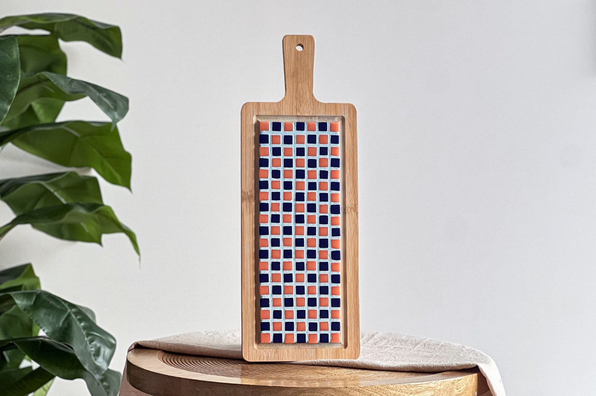 Diy pakket vierkante mozaiek perzik met donker blauw