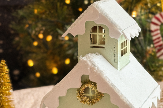DIY Package Wooden Christmas House Green