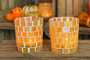 DIY Kit Tealight Candle Holder with Glass Mosaic