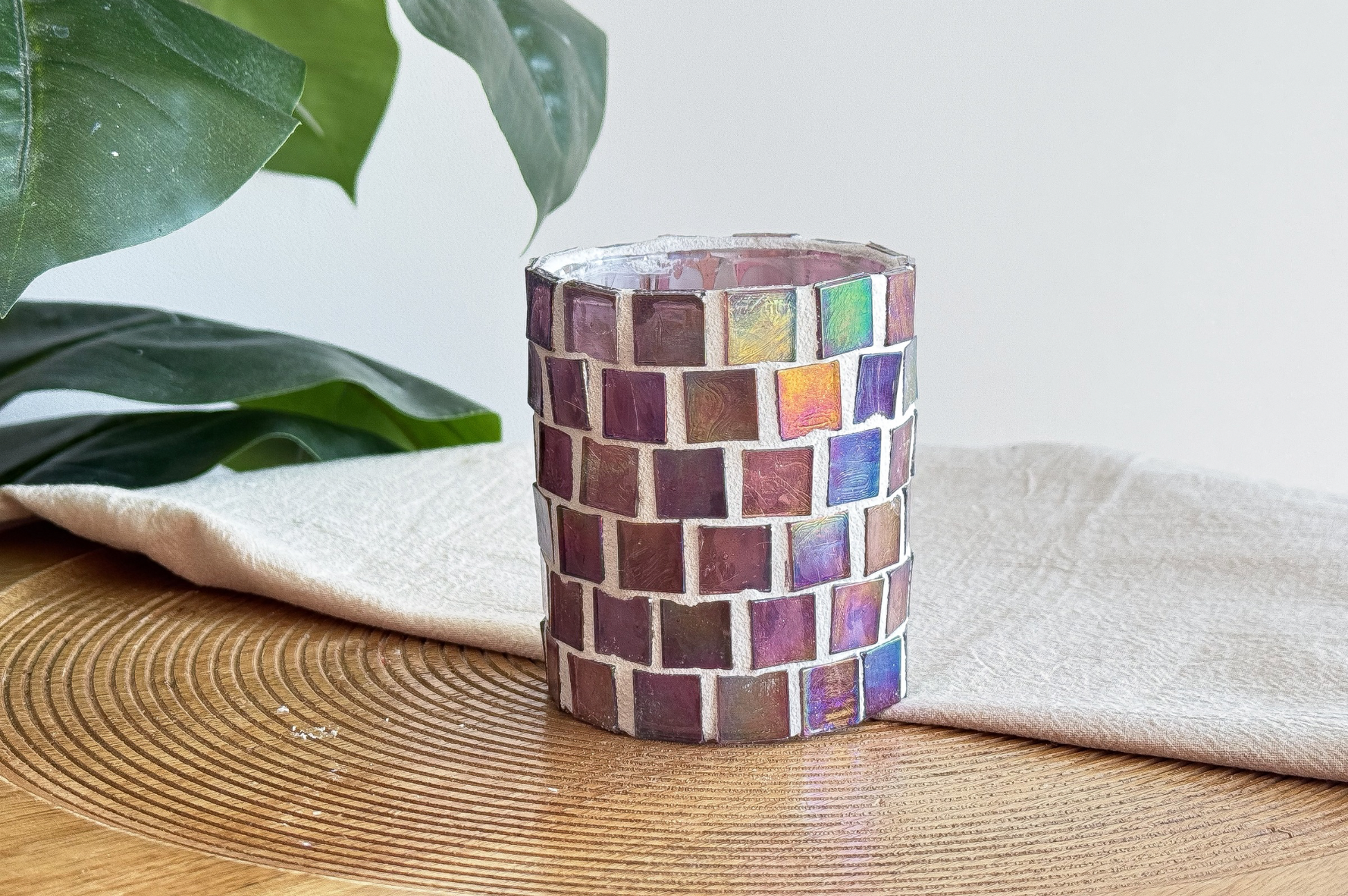 DIY-pakket Waxinelichthouder met Glasmozaiek paars