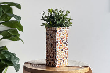 Diy mozaiek vaas bruin