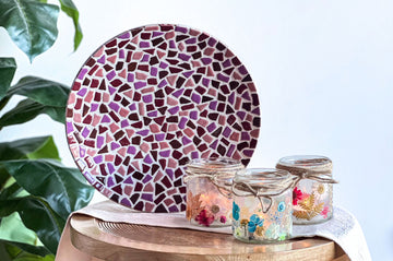 Bundle - Craft Kit Mosaic Bowl + Tealight Holders With Dried Flowers