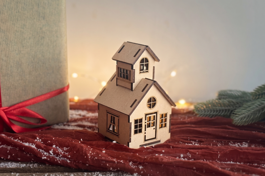 DIY Pakket Houten Kersthuisje Model 2