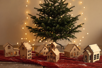 DIY Pakket Houten Kerstdorp (6 stuks, betaal 4)